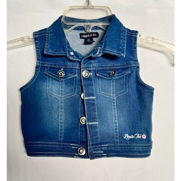 Limited Too Girls Denim Vest Size 3T – Sleeveless Jean Vest, Medium Wash - Picture 11 of 13